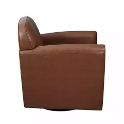 Online Kirklands Home Faux Leather Swivel Club Chair Brown
