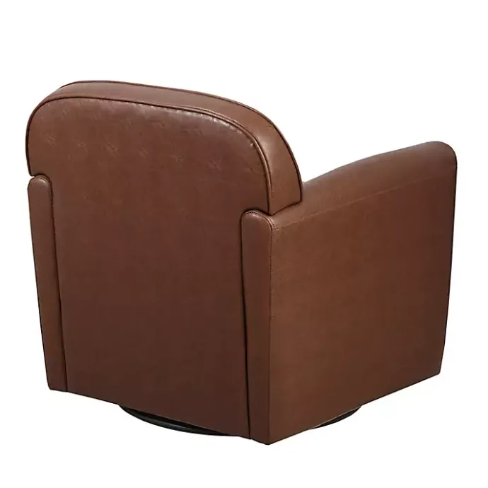 Online Kirklands Home Faux Leather Swivel Club Chair Brown