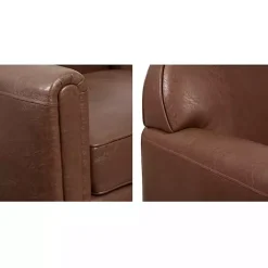 Online Kirklands Home Faux Leather Swivel Club Chair Brown
