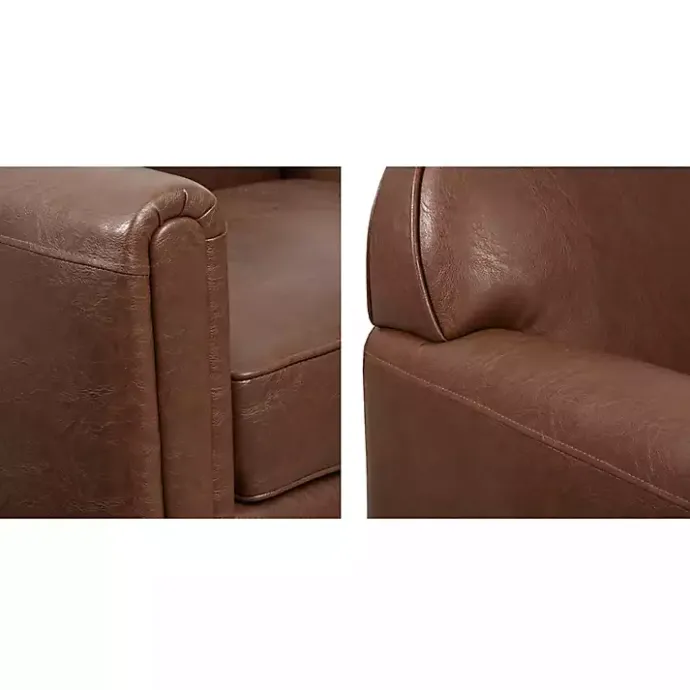 Online Kirklands Home Faux Leather Swivel Club Chair Brown