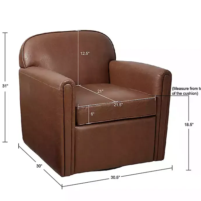 Online Kirklands Home Faux Leather Swivel Club Chair Brown