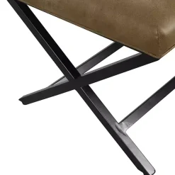 Online Kirklands Home Faux Leather Tufted X-Frame Bench Brown