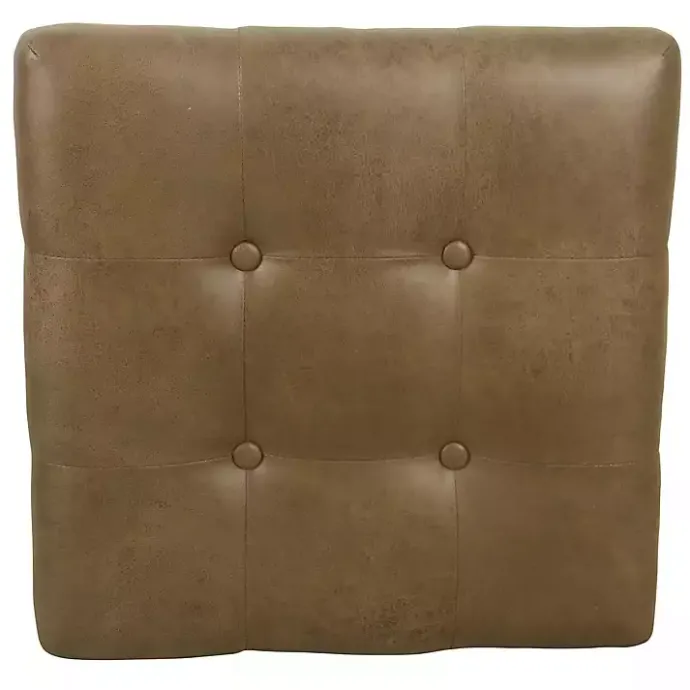 Online Kirklands Home Faux Leather Tufted X-Frame Bench Brown