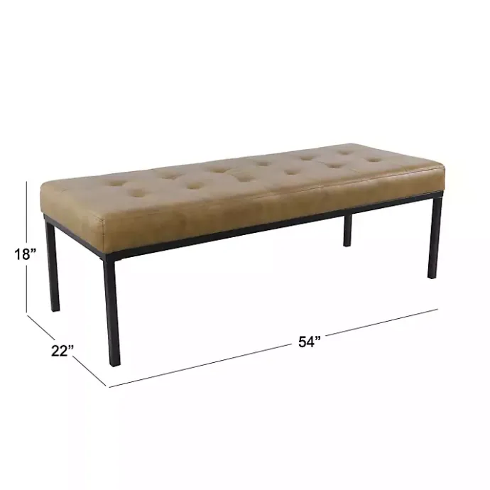 Online Kirklands Home Faux Leather Tufted Button Bench Brown