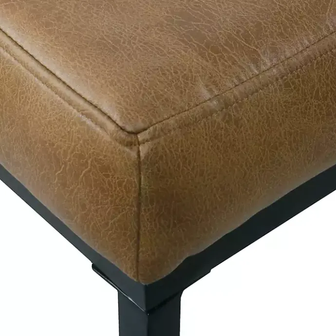 Online Kirklands Home Faux Leather Tufted Button Bench Brown