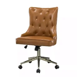 Best Kirklands Home Faux Leather Tufted Back Office Chair Brown
