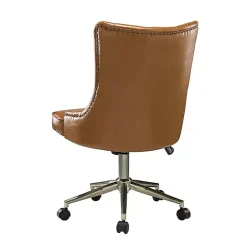 Best Kirklands Home Faux Leather Tufted Back Office Chair Brown