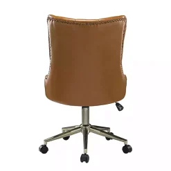 Best Kirklands Home Faux Leather Tufted Back Office Chair Brown