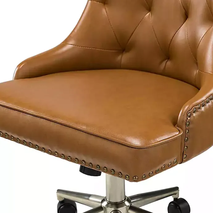 Best Kirklands Home Faux Leather Tufted Back Office Chair Brown