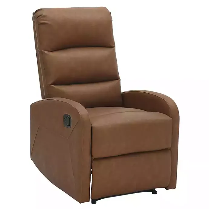 Outlet Kirklands Home Faux Leather Upholstered Slim Recliner Brown