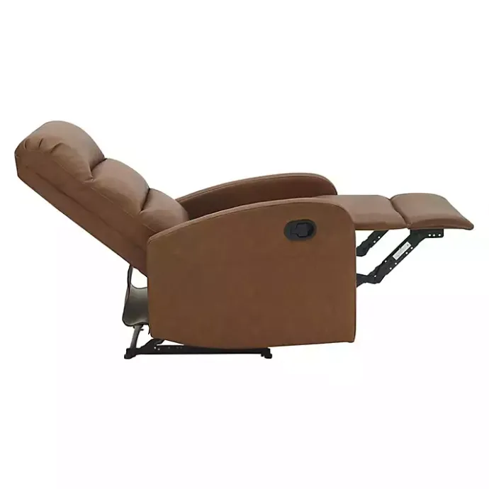 Outlet Kirklands Home Faux Leather Upholstered Slim Recliner Brown