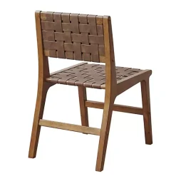 Hot Kirklands Home Faux Leather Woven Dining Chairs, Set of 2 Brown