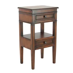 New Kirklands Home Fir Wood Tiered Side Table Brown