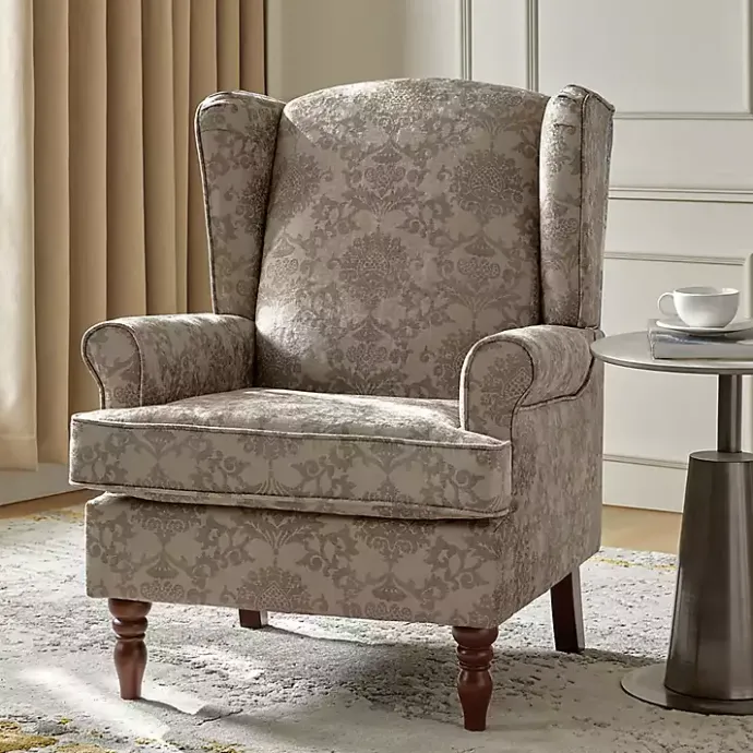 Best Kirklands Home Floral Brocade Wingback Ella Armchair Brown