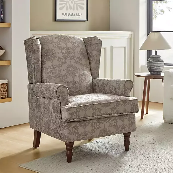 Best Kirklands Home Floral Brocade Wingback Ella Armchair Brown