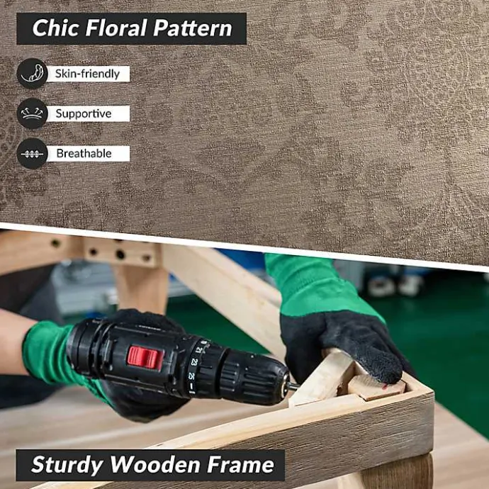 Best Kirklands Home Floral Brocade Wingback Ella Armchair Brown