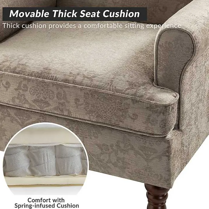 Best Kirklands Home Floral Brocade Wingback Ella Armchair Brown