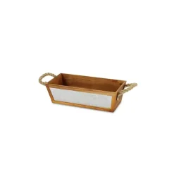 Hot Kirklands Home Brown Galvanized Tapered Box with Rope Handles