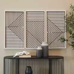 Clearance Kirklands Home Brown Geometric Wood Panel Wall Plaques, Set of 3