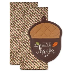 Sale Kirklands Home Give Thanks 3-pc. Potholder & Towel Set Brown