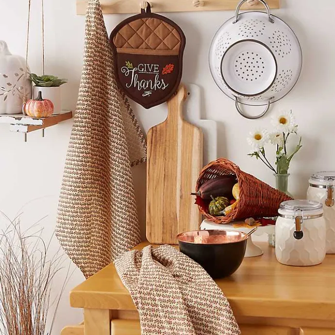 Sale Kirklands Home Give Thanks 3-pc. Potholder & Towel Set Brown