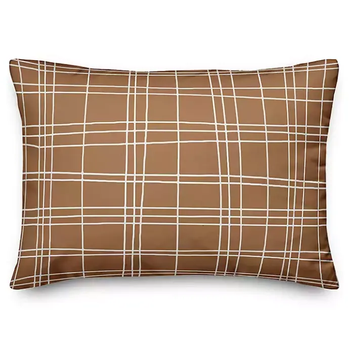 Discount Kirklands Home Grid Indoor/Outdoor Lumbar Pillow Brown