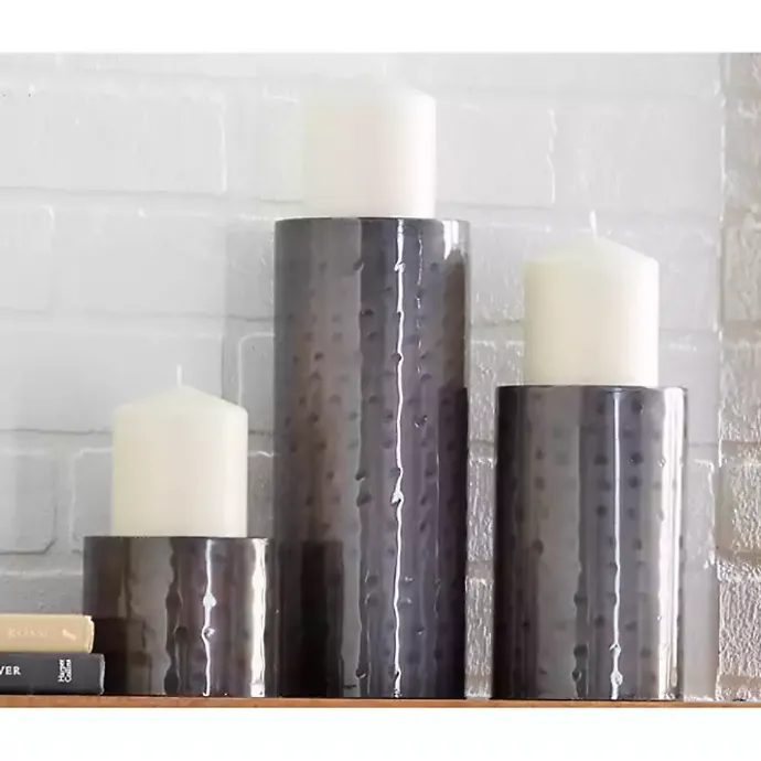 Hot Kirklands Home Hammered Metal Candle Holders, Set of 3 Brown