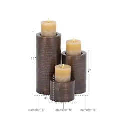 Hot Kirklands Home Hammered Metal Candle Holders, Set of 3 Brown