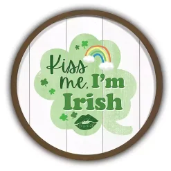 Kirklands Home Kiss Me I'm Irish Round Framed Art Print Brown