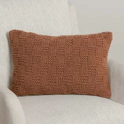 Clearance Kirklands Home Knit Checkerboard Lumbar Pillow Brown