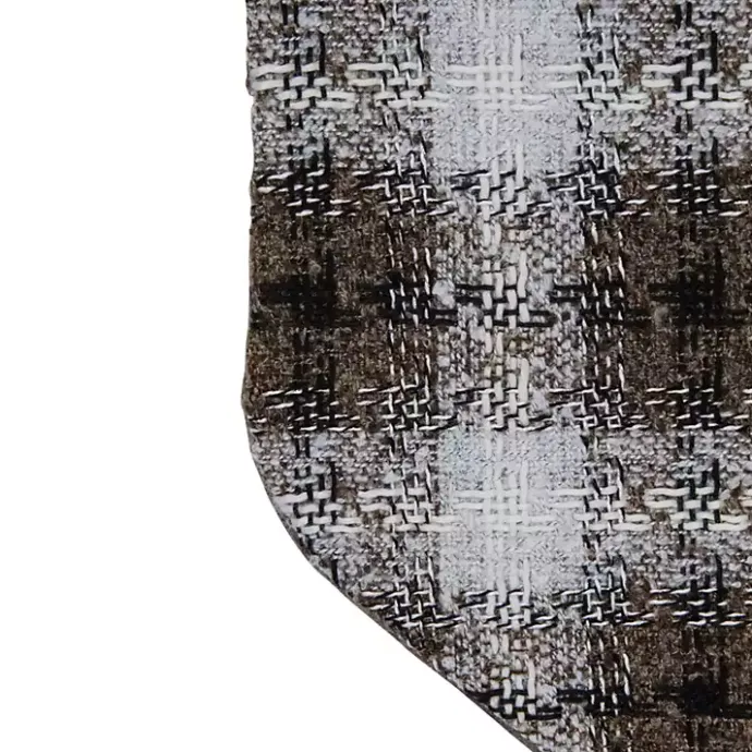 Kirklands Home Brown Knitted Plaid Fur Cuff Stocking