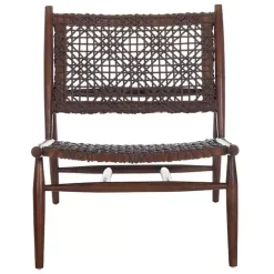 Best Kirklands Home Leather Woven Accent Chair Brown