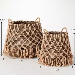 Discount Kirklands Home Macrame Overlay Baskets, Set of 2 Brown