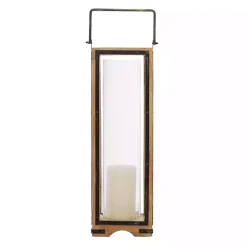 Discount Kirklands Home Mango Wood Frame Lantern, 31 in. Brown
