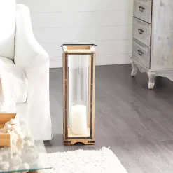 Discount Kirklands Home Mango Wood Frame Lantern, 31 in. Brown