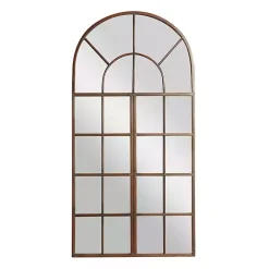 Best Kirklands Home Metal Arch Frame Windowpane Wall Mirror Brown