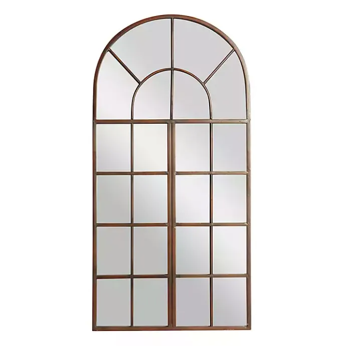 Best Kirklands Home Metal Arch Frame Windowpane Wall Mirror Brown