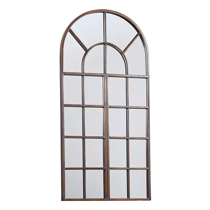Best Kirklands Home Metal Arch Frame Windowpane Wall Mirror Brown