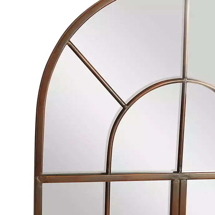 Best Kirklands Home Metal Arch Frame Windowpane Wall Mirror Brown