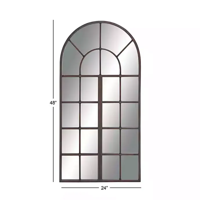 Best Kirklands Home Metal Arch Frame Windowpane Wall Mirror Brown