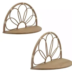 Best Kirklands Home Brown Metal Arched Flower Wall Shelves, Set of 2