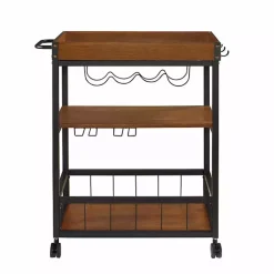 Sale Kirklands Home Brown Norcross Industrial Rolling Bar Cart