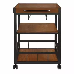 Sale Kirklands Home Brown Norcross Industrial Rolling Bar Cart