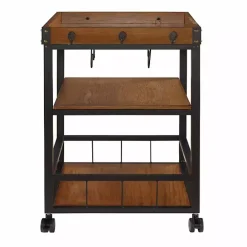 Sale Kirklands Home Brown Norcross Industrial Rolling Bar Cart
