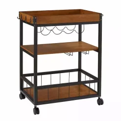 Sale Kirklands Home Brown Norcross Industrial Rolling Bar Cart