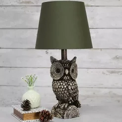 Best Kirklands Home Brown Owl and Shade Table Lamp Green