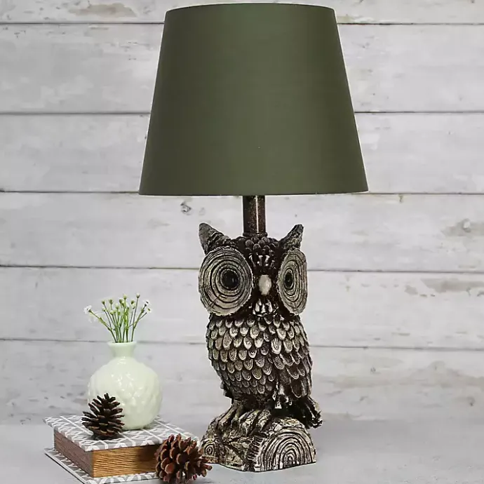 Best Kirklands Home Brown Owl and Shade Table Lamp Green