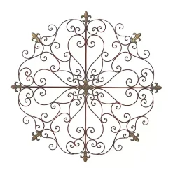 Kirklands Home Patina Metal Floral Crest Wall Plaque Brown