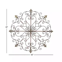Kirklands Home Patina Metal Floral Crest Wall Plaque Brown