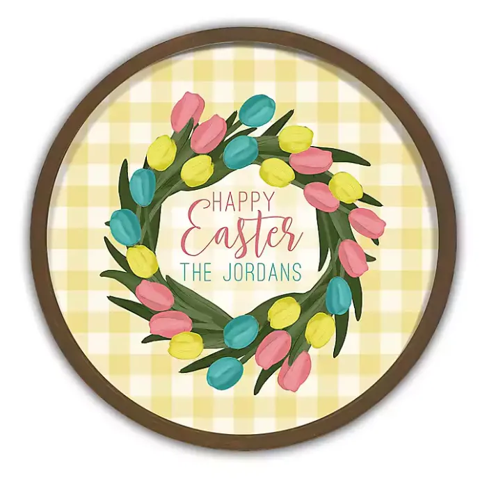 Best Kirklands Home Brown Personalized Happy Easter Tulip Wall Plaque